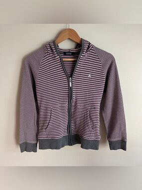 Burberry Pink Black Striped Full Zip Hoodie Sweatshirt Jacket Size 2 Small